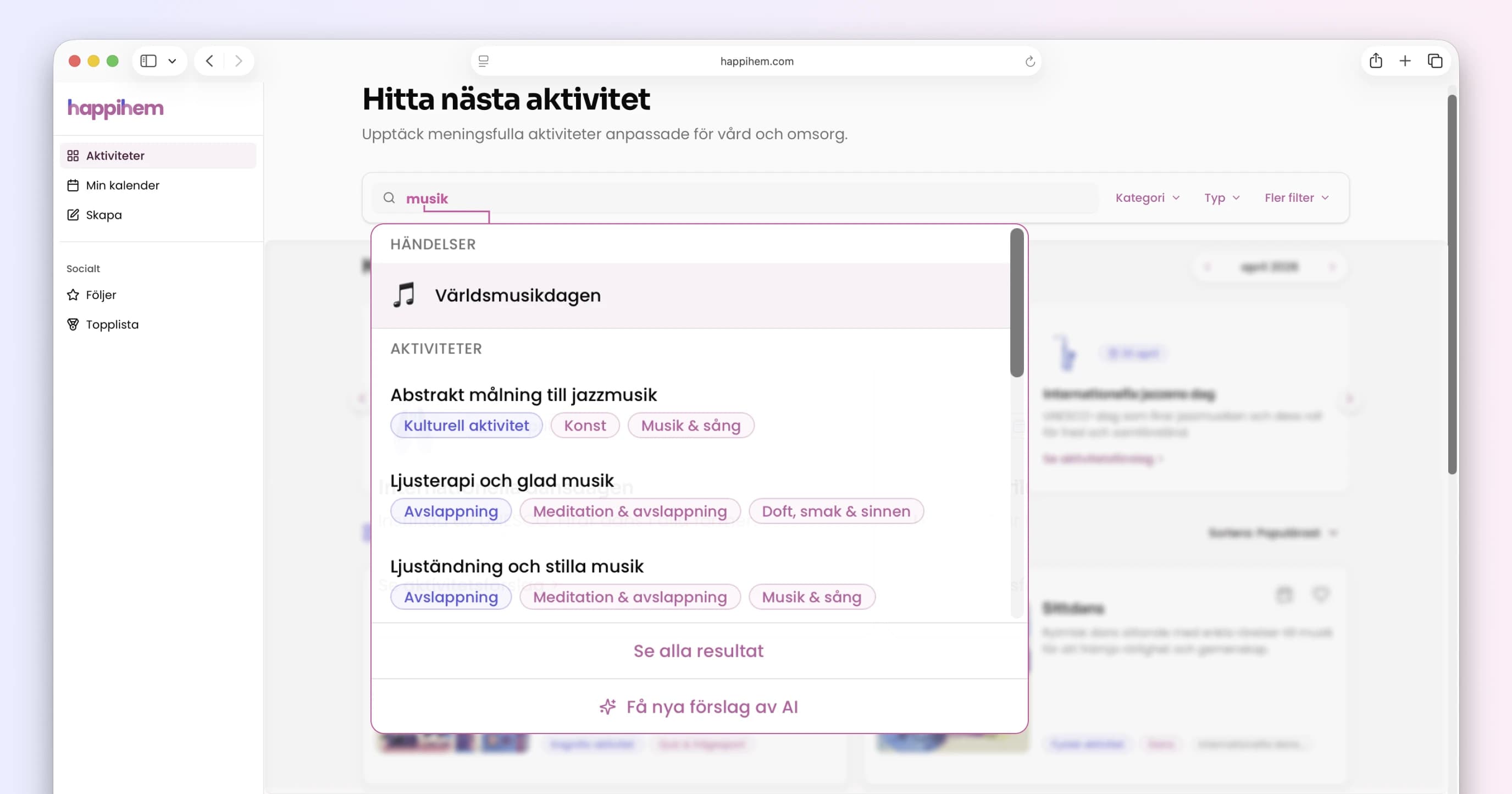 Sökfältet