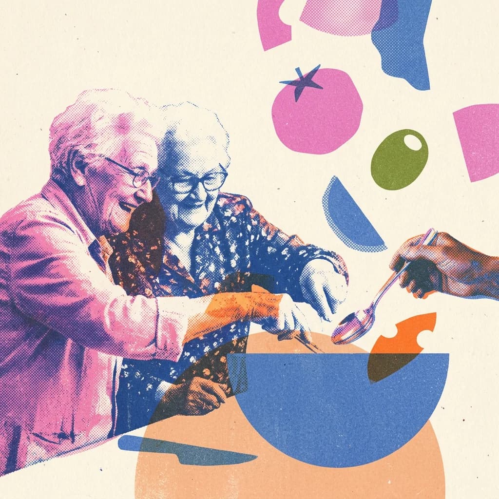 Tillaga en grekisk sallad tillsammans