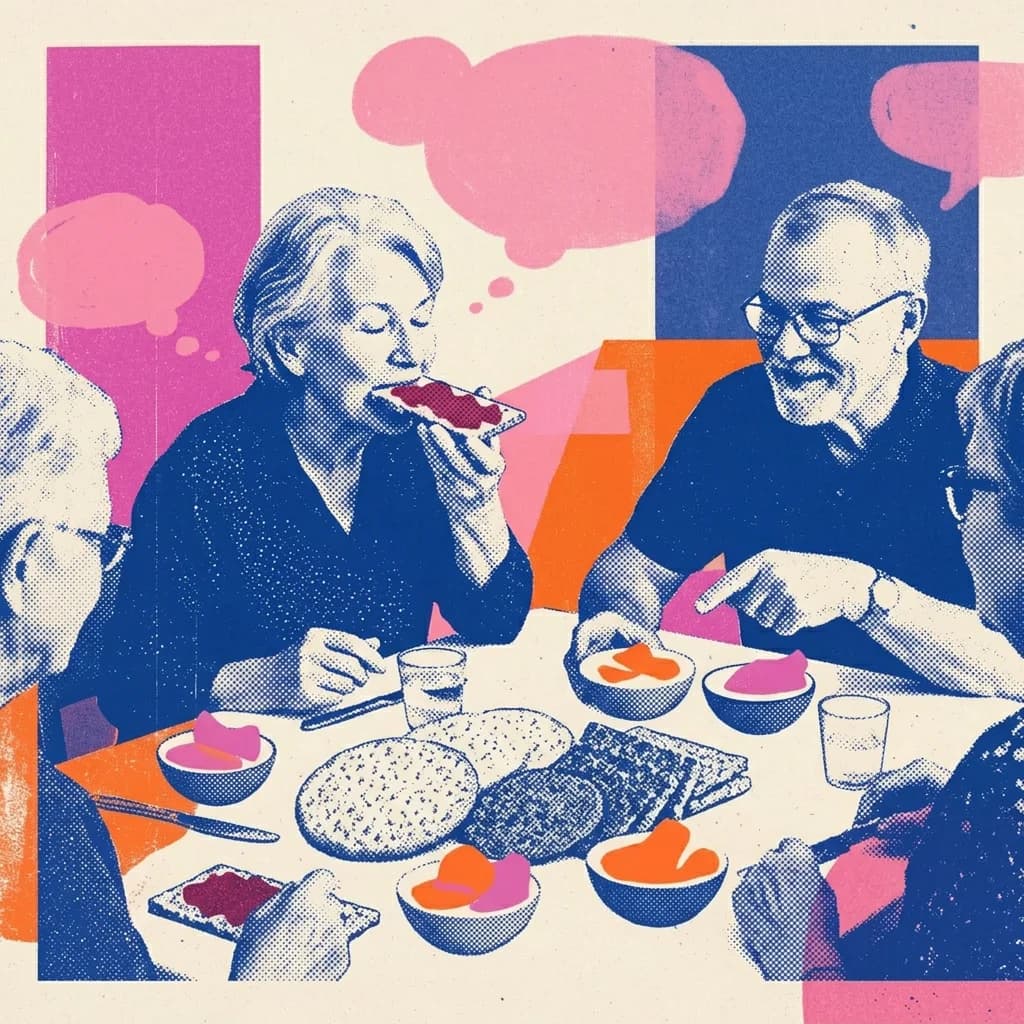 Provsmakning av knäckebröd och pålägg