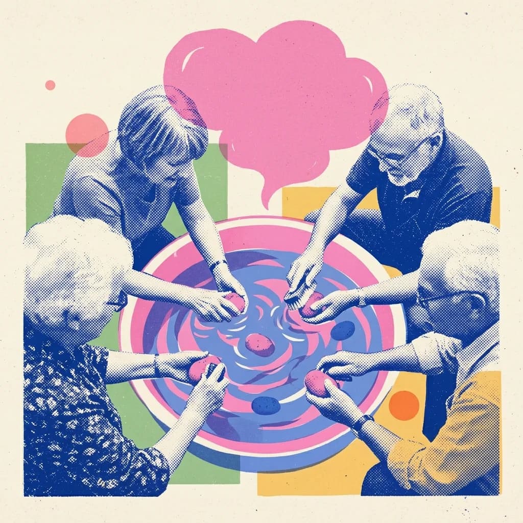 Skrubba färskpotatis i gemenskap