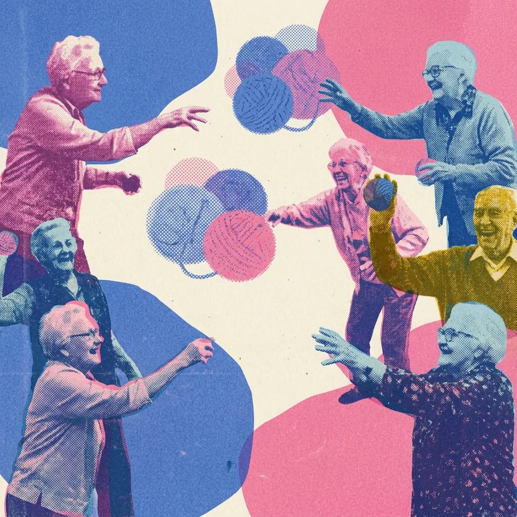 Snöbollskastning med garnbollar