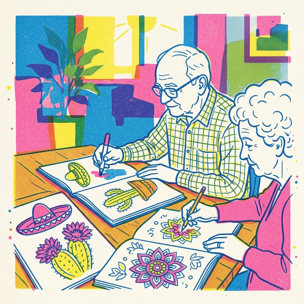 Färgläggning med mexikanskt tema