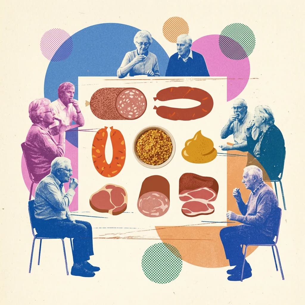 Smakprovning av korv och senap