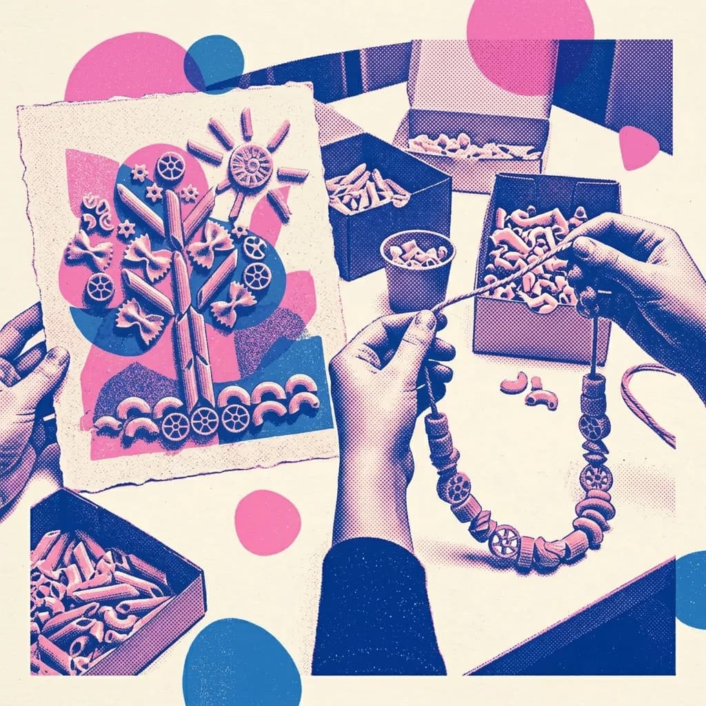 Pyssel och konst med torr pasta