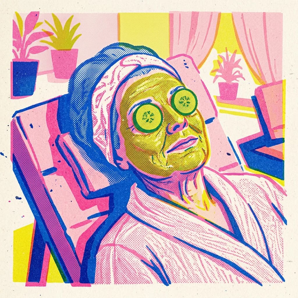 Svalkande ansiktsmask och gurkskivor