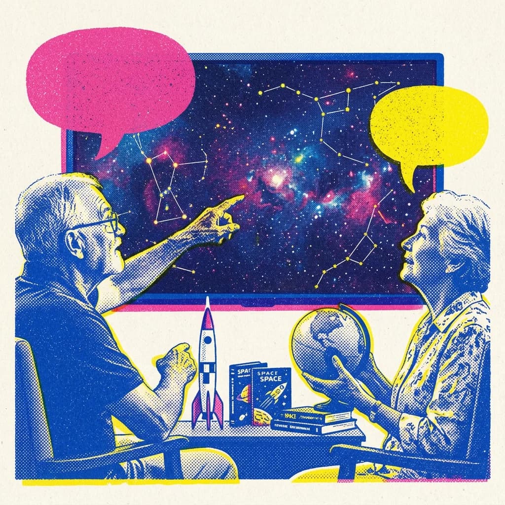 Stjärnskådning på skärm och rymdsamtal