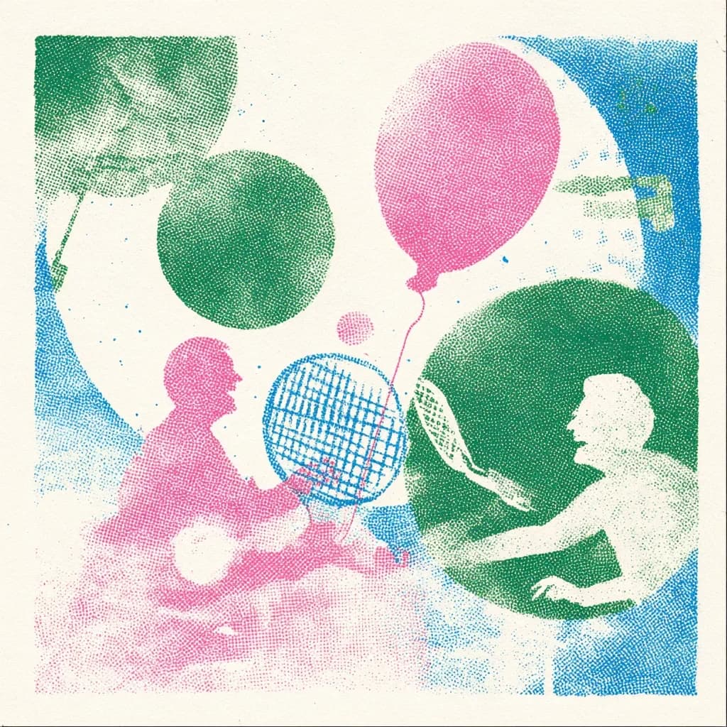 Tennis med flugsmällor och ballong